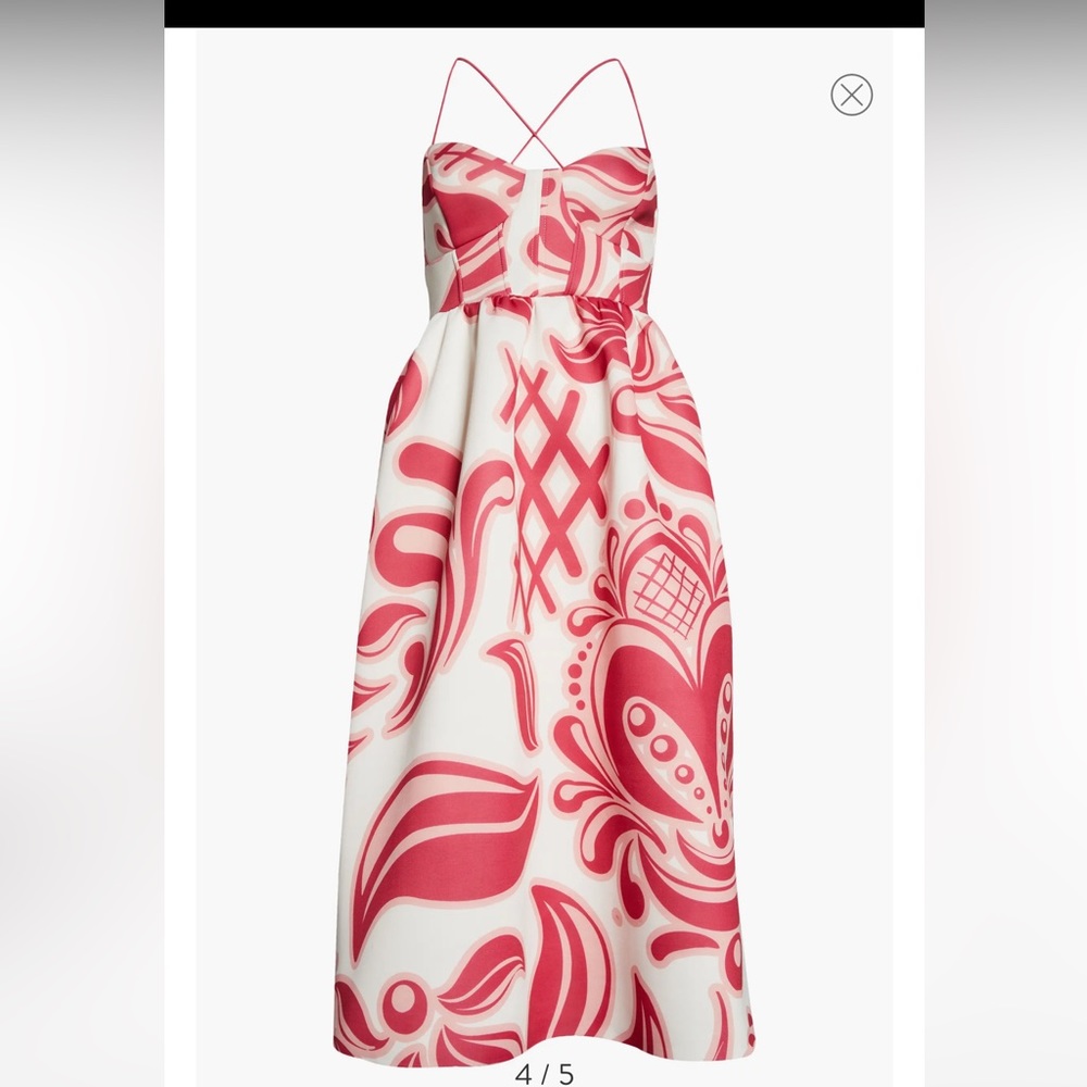 ASOS Corset Bodice Spaghetti Strap Dress, Pink & White, Size 12